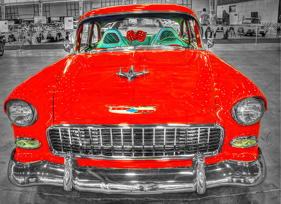Vintage Photograph - 1955 Chevrolet Red v3 by John Straton