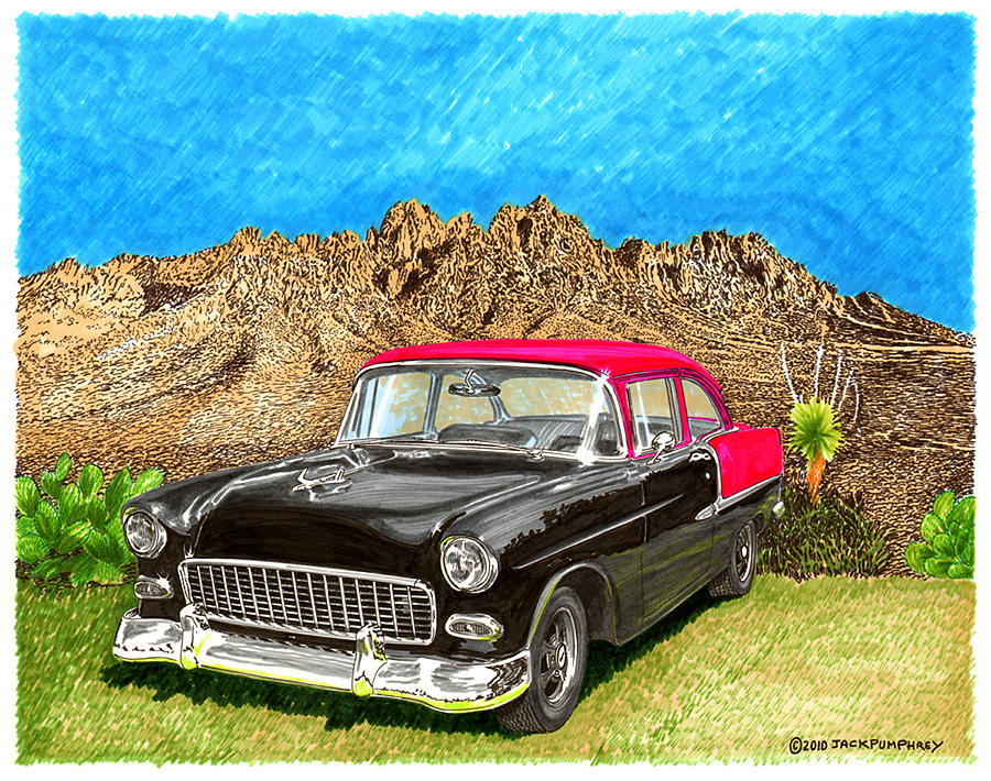 1955 Chevy Post Organ Mountain National Monument Painting by Jack Pumphrey