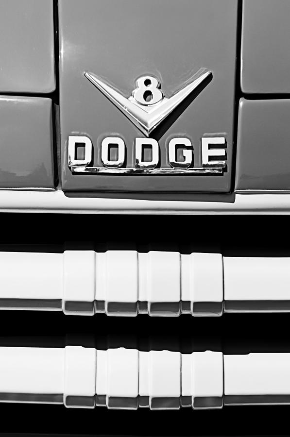 Car Photograph - 1955 Dodge C-3-B8 Pickup Truck Emblem by Jill Reger