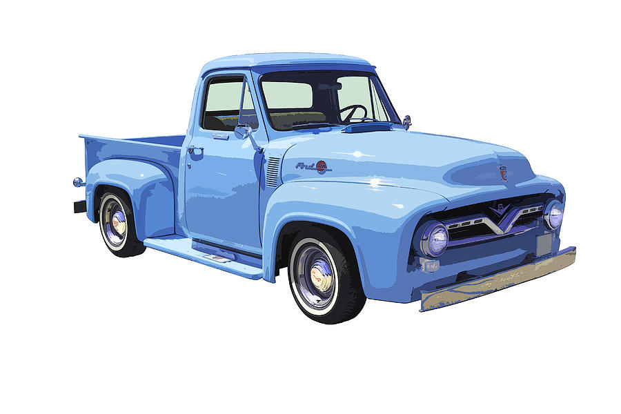 1955 Ford F100 Blue Pickup Truck Canvas Photograph by Keith Webber Jr