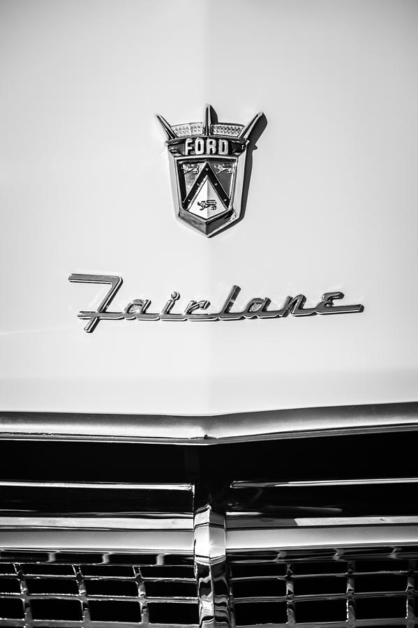 1955 Ford Fairlane Crown Victoria Emblem -1713bw Photograph by Jill ...