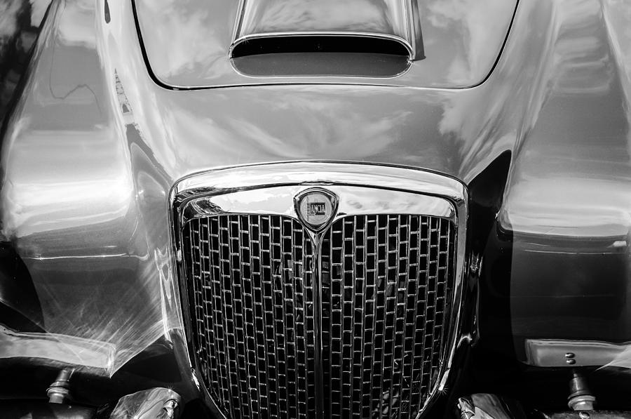 Black And White Photograph - 1955 Lancia Aurelia B24 Spyder America Roadster Grille -0278bw by Jill Reger