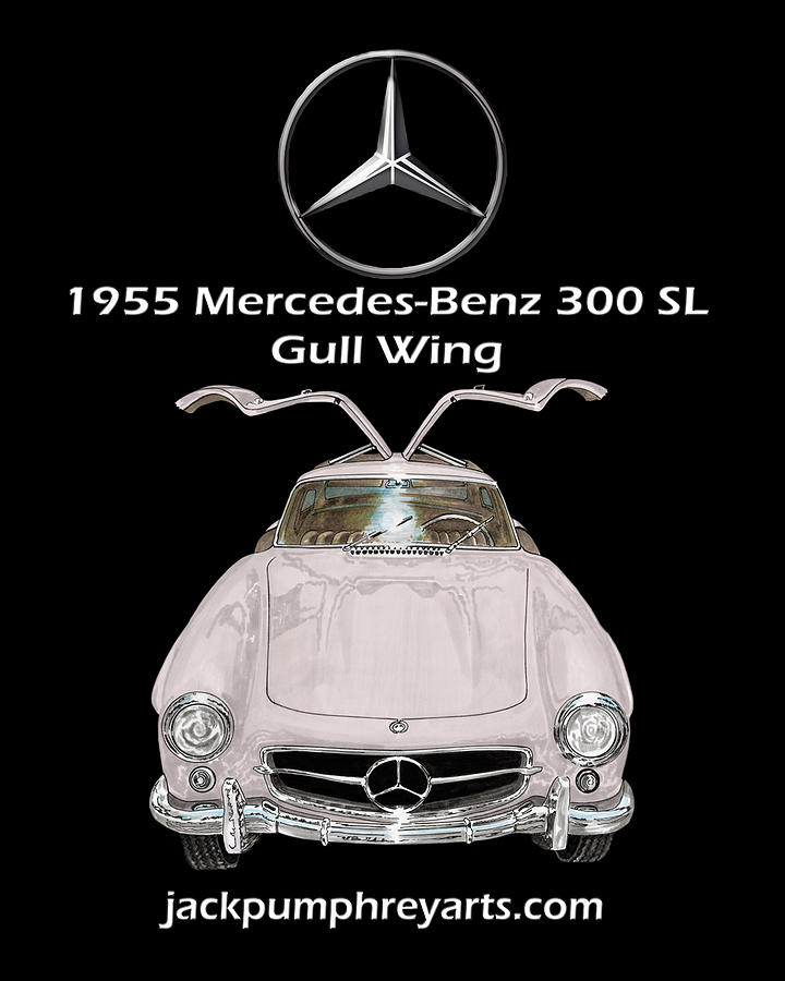 1955 Mercedes Benz 300 S L Gull Wing Painting by Jack Pumphrey