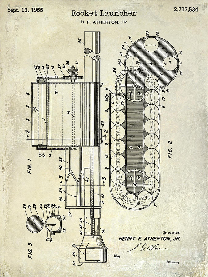 1955 Rocket Launcher Patent Drawing Photograph by Jon Neidert