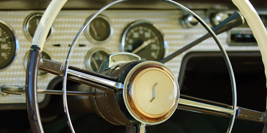 1955 Studebaker President Steering Wheel Emblem Photograph By Jill