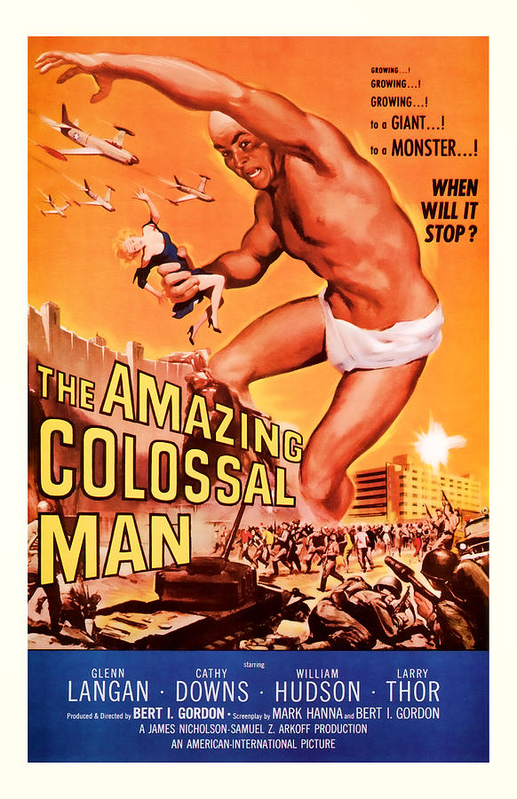 Vintage Mixed Media - 1955 The Amazing Colossal Man Vintage Movie Art by Presented By American Classic Art