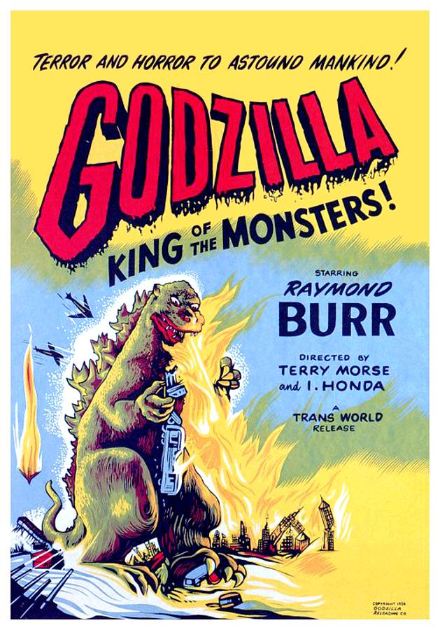 1956 - Godzilla Raymond Burr Moive Poster - Color Digital Art by John Madison