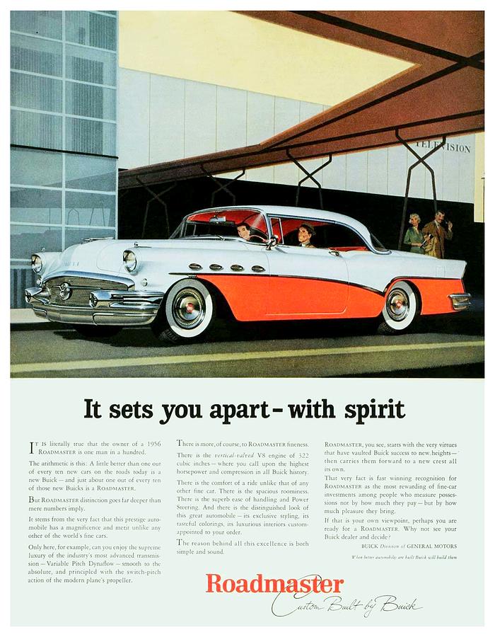 1956 - Buick Roadmaster Convertible - Advertisement - Color Digital Art by John Madison