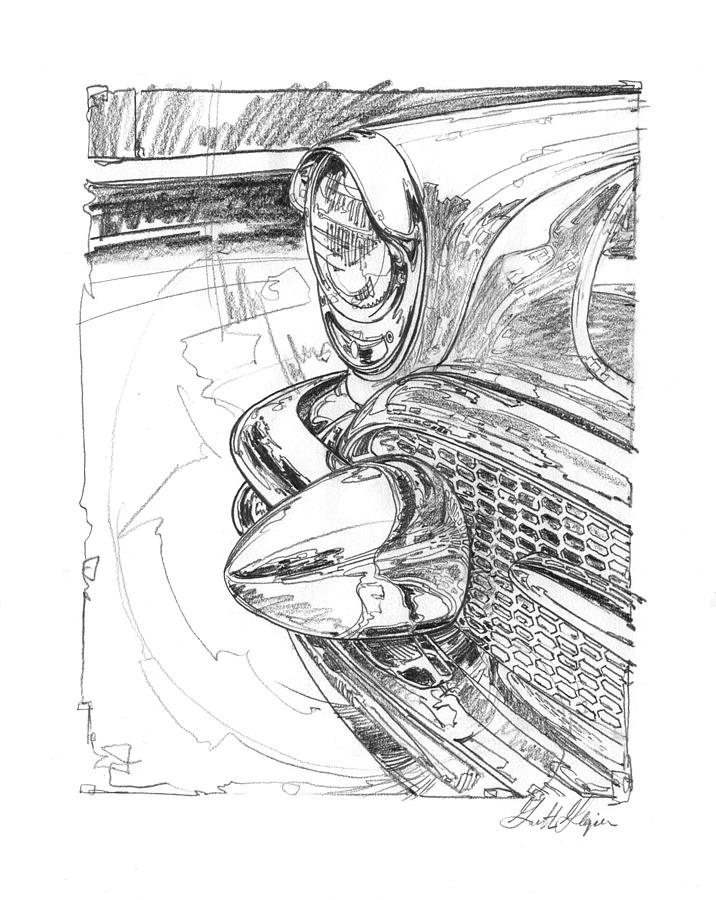 1956 Buick Roadmaster Study Drawing by Garth Glazier