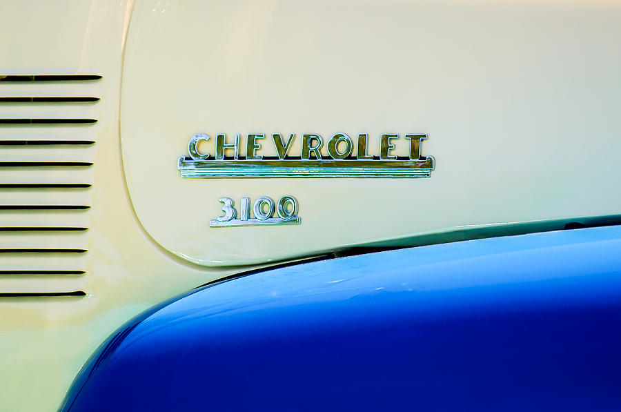 Car Photograph - 1956 Chevrolet 3100 Pickup Truck Emblem by Jill Reger