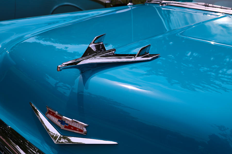 Car Photograph - 1956 Chevrolet Hood Ornament by Rachel Cohen