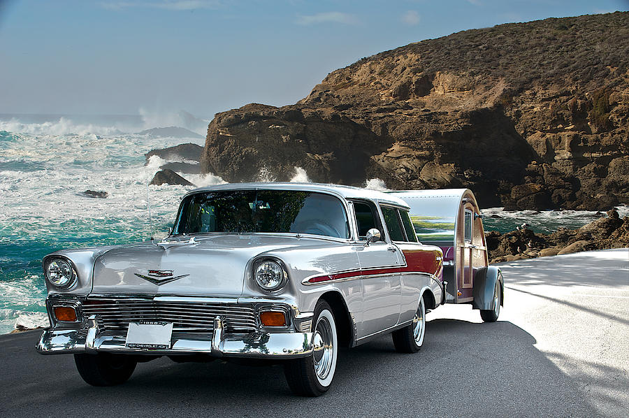 1956 Chevrolet Nomad with Trailer Photograph by Dave Koontz