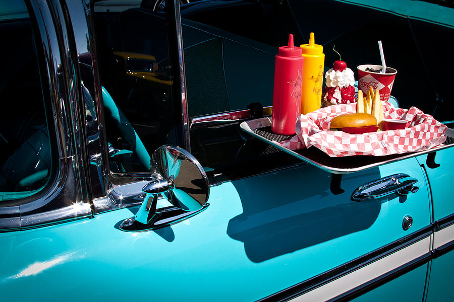 1956 Chevy Bel Air  I said no pickles where is that Carhop Photograph by David Patterson
