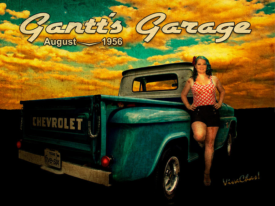 1956 Chevy Pickup Calendar Page Featuring Miss Rachel Photograph by Chas Sinklier