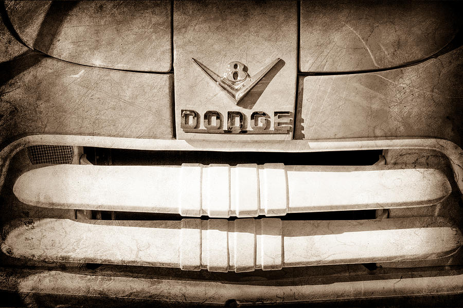 Car Photograph - 1956 Dodge Pickup Truck Grille Emblem by Jill Reger