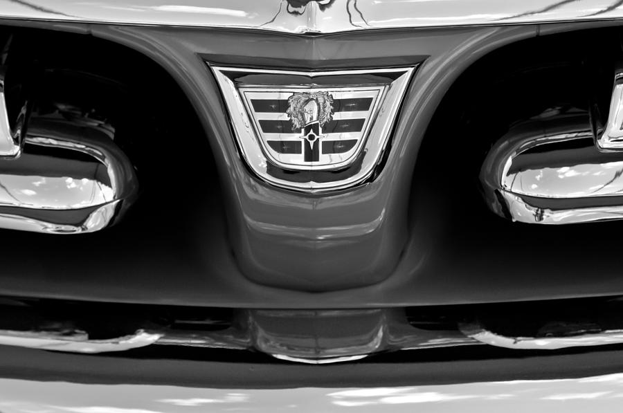 Black And White Photograph - 1956 Dodge Royal Lancer Grille Emblem by Jill Reger