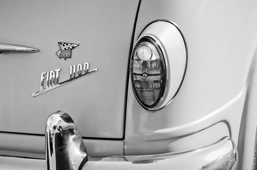 1956 Fiat 1100 Sedan Taillight Emblem -0357bw Photograph by Jill Reger