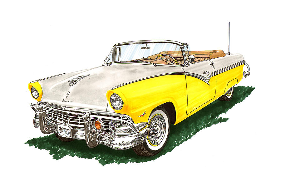 Ford Sunliner Convertible Painting by Jack Pumphrey
