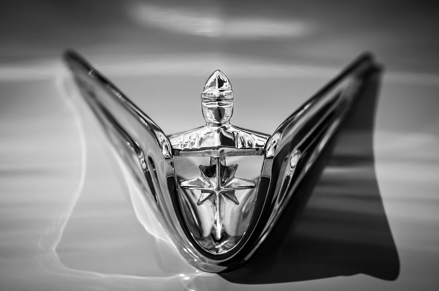1956 Lincoln Premiere Hood Ornament -0815bw Photograph by Jill Reger