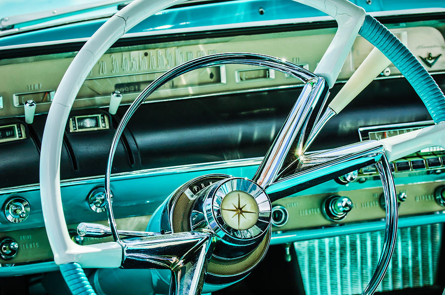 1956 Lincoln Premiere Steering Wheel -0838c Photograph by Jill Reger