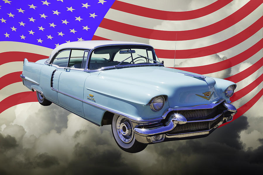 1956 Sedan Deville Cadillac And United States Flag Photograph by Keith Webber Jr
