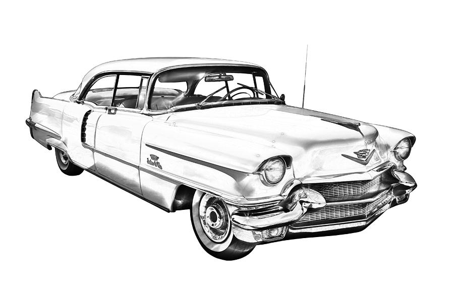 Vintage Photograph - 1956 Sedan Deville Cadillac Car Illustration by Keith Webber Jr