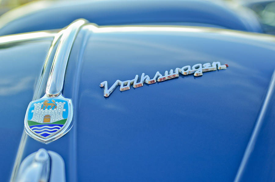 1956 Volkswagen VW Bug Hood Emblem Photograph by Jill Reger