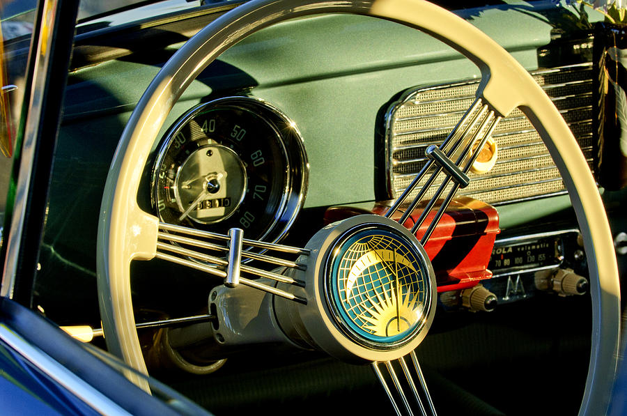 Car Photograph - 1956 Volkswagen VW Bug Steering Wheel 2 by Jill Reger