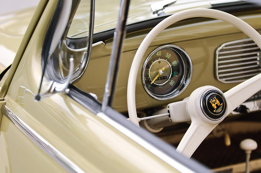 1956 Volkswagen VW Bug Steering Wheel 3 Photograph by Jill Reger