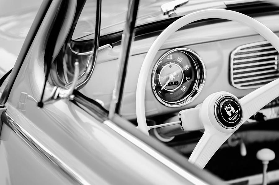 Car Photograph - 1956 Volkswagen VW Bug Steering Wheel by Jill Reger