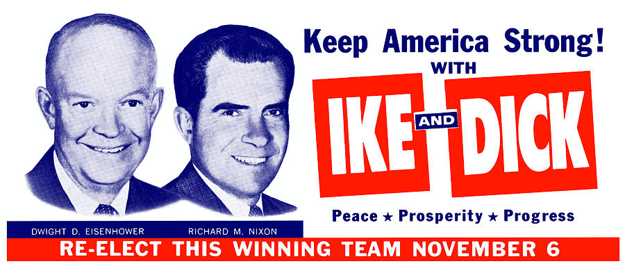 Let's Clean House with IKE & DICK  Eisenhower,Nixon Campaign BumperStickerJH577 