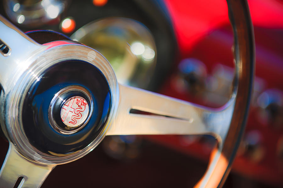 1957 Alfa-Romeo 1900C Super Sprint Steering Wheel Emblem Photograph by Jill Reger