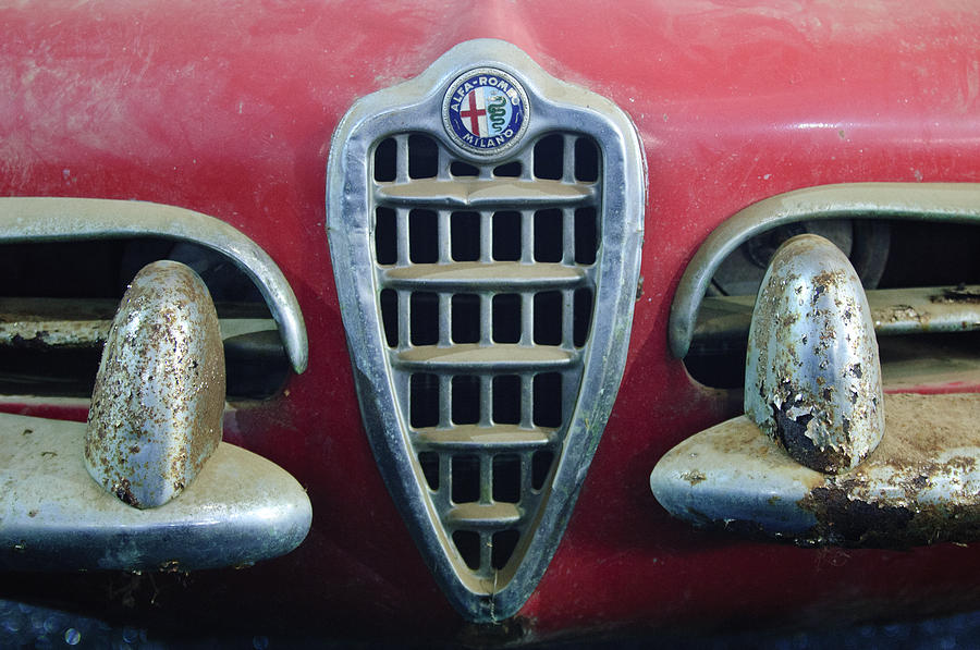 1957 Alfa Romeo Giulietta Spider Grille Emblem Photograph by Jill Reger