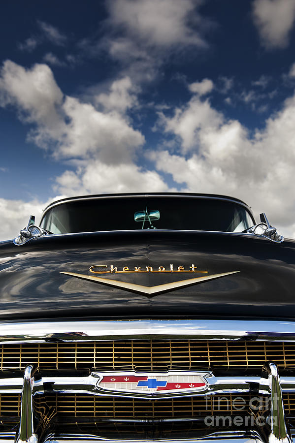 Car Photograph - 1957 Black Chevrolet Bel Air  by Tim Gainey