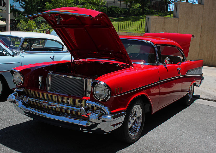 1957 Candy Apple Red Chevy Photograph by Suzanne Gaff
