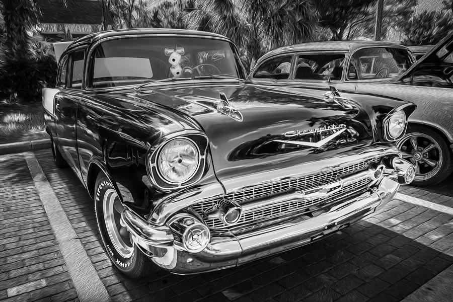 1957 Chevrolet 210 2 door Sedan Painted BW  Photograph by Rich Franco