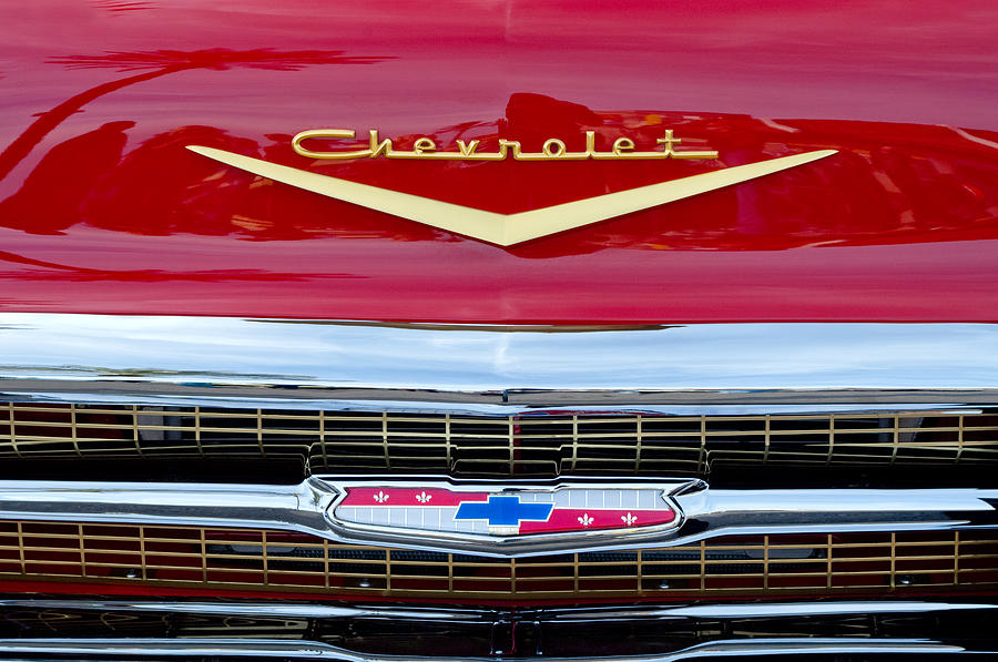 Car Photograph - 1957 Chevrolet Grille Emblem by Jill Reger
