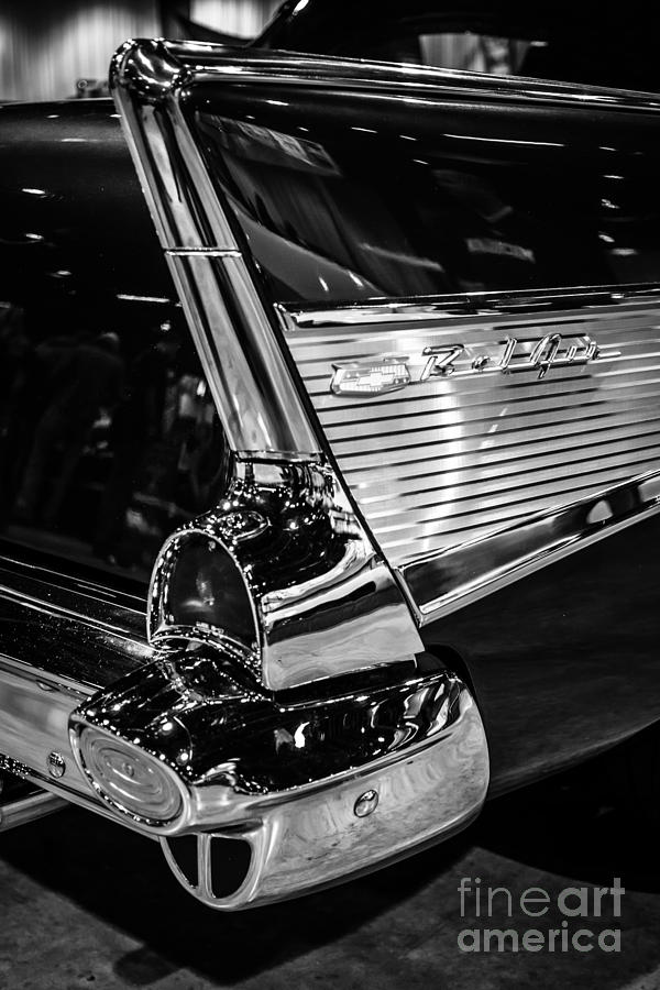 Black And White Photograph - 1957 Chevy Bel Air Tail Fin by Paul Velgos