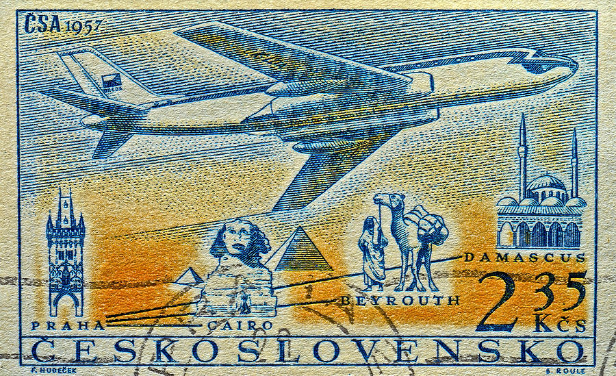 1957 Czechoslovakia Airline Stamp Photograph by Bill Owen