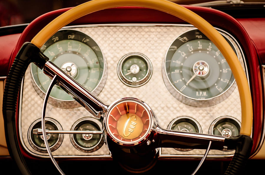 1957 Dual Ghia Convertible Coupe Steering Wheel -2104c Photograph by Jill Reger