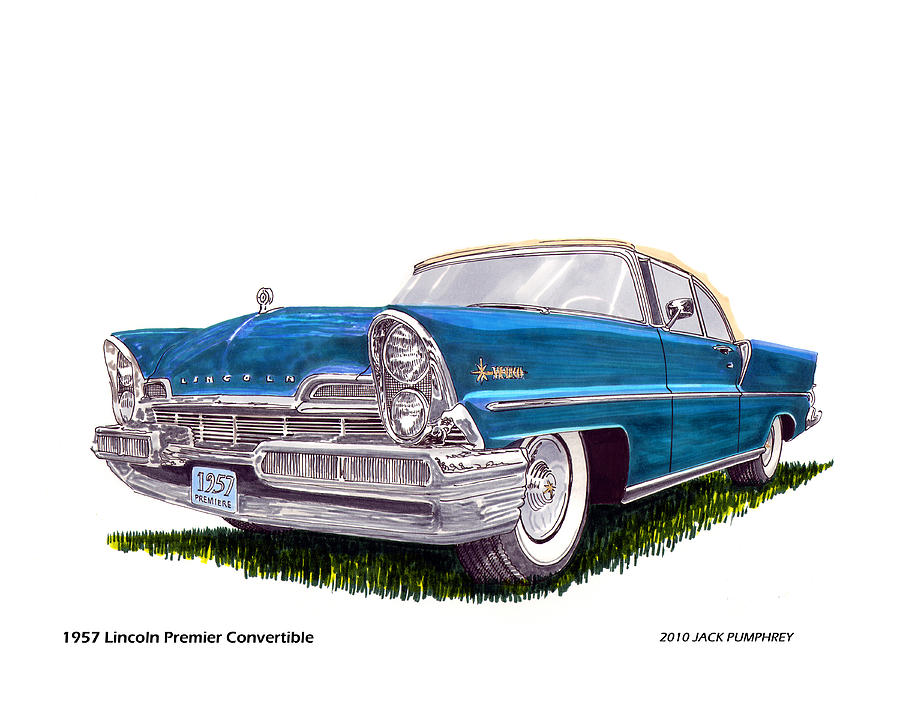 1957 Lincoln Premier Convertible Painting by Jack Pumphrey