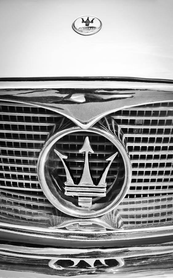 1957 Maserati Grille Emblem -0390bw Photograph by Jill Reger