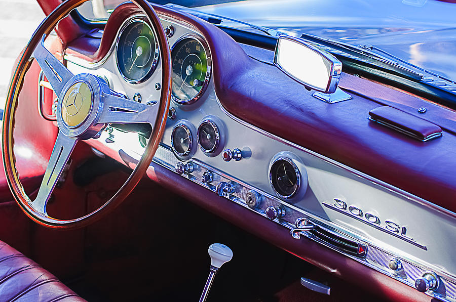 1957 Mercedes-Benz 300 SL Gullwing Steering Wheel Emblem Photograph by Jill Reger