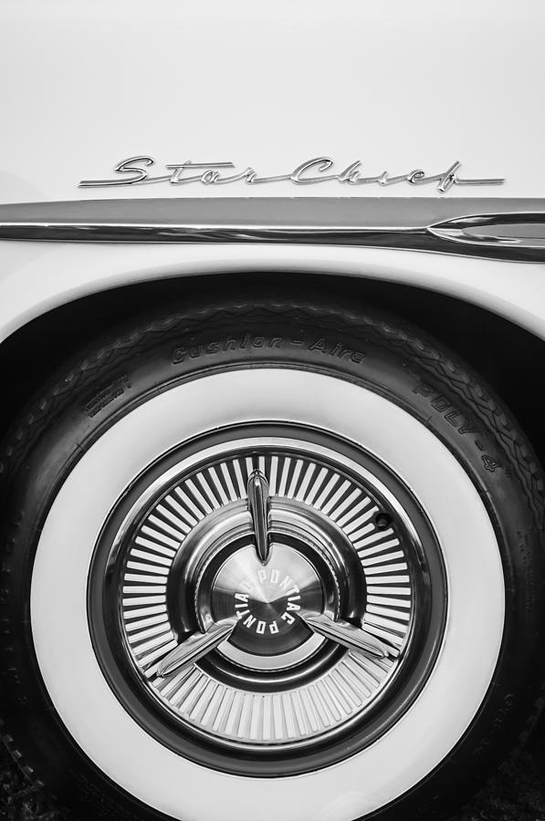 1957 Pontiac Star Chief Hardtop Wheel Emblem -0515bw Photograph by Jill Reger