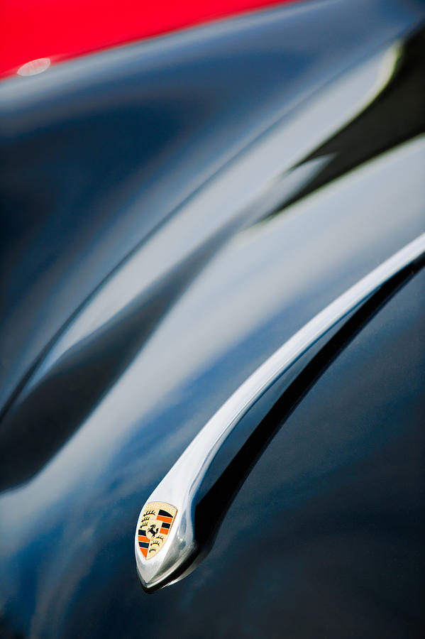 1957 Porsche Speedster 1600 Super Hood Emblem Photograph by Jill Reger