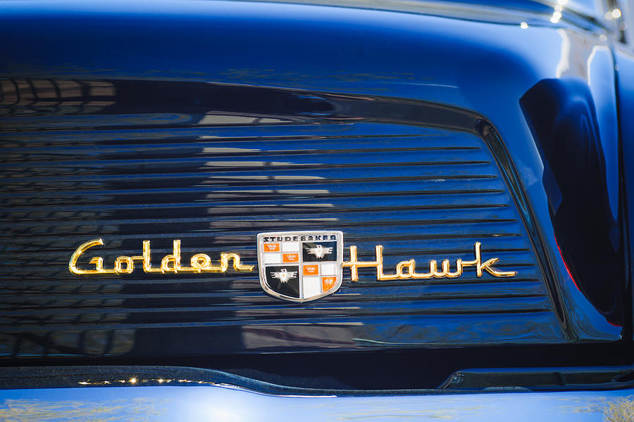 1957 Studebaker Golden Hawk Supercharged Sports Coupe Emblem Photograph by Jill Reger