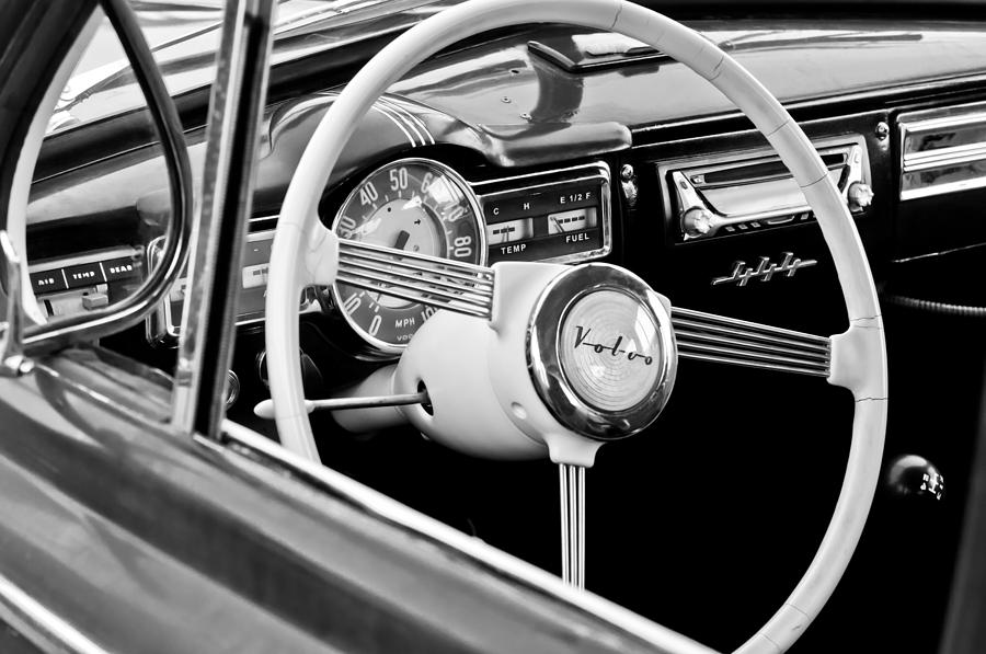 1957 Volvo Steering Wheel -1378bw Photograph by Jill Reger