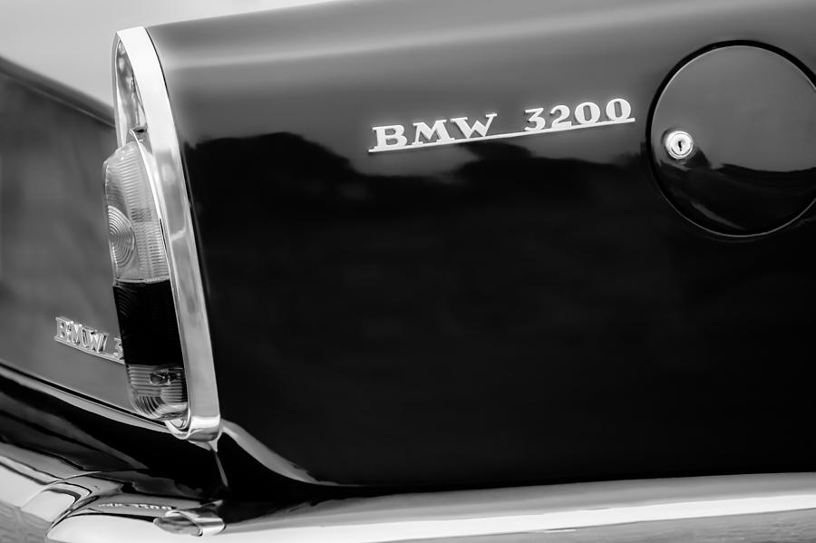 1958 BMW 3200 Michelotti Vignale Roadster Grille Emblem -2467bw Photograph by Jill Reger