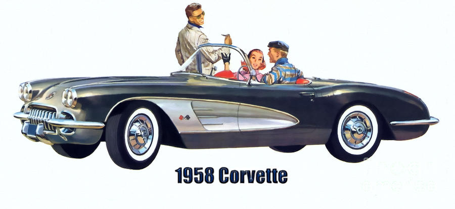 1958 Chevrolet Corvette Digital Art by Walter Colvin