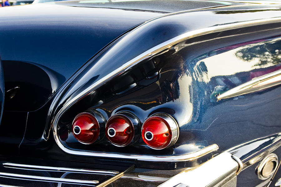 Transportation Photograph - 1958 Chevy Impala tail lights by Dennis Coates